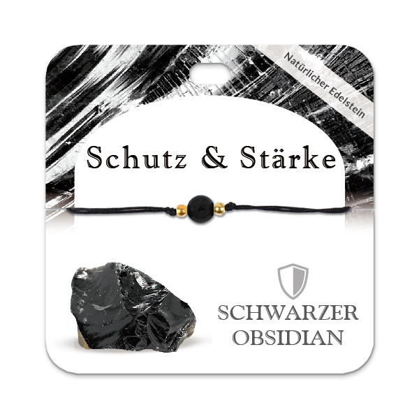 Schwarzer Obsidian Armband mit 1 Edelsteinperle
