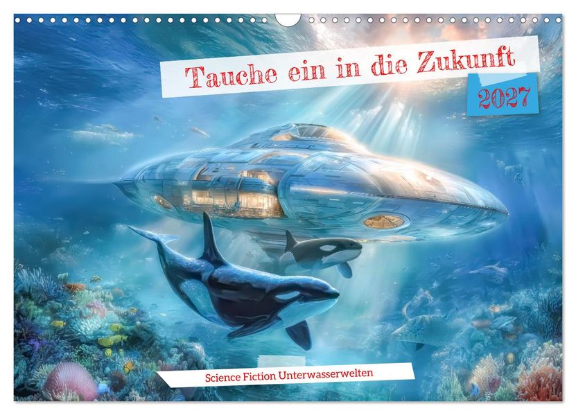 Tauche ein in die Zukunft - Science Fiction Unterwasserwelten (Wandkalender 2027 DIN A3 quer) CALVENDO Monatskalender