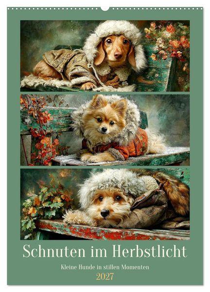 Schnuten im Herbstlicht. Kleine Hunde in stillen Momenten (Wandkalender 2027 DIN A2 hoch) CALVENDO Monatskalender