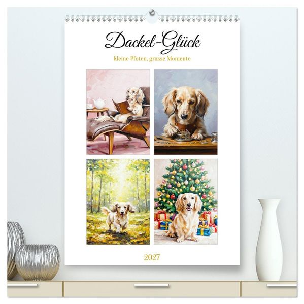 Dackel-Glück (hochwertiger Premium Wandkalender 2027 DIN A2 hoch) Kunstdruck in Hochglanz