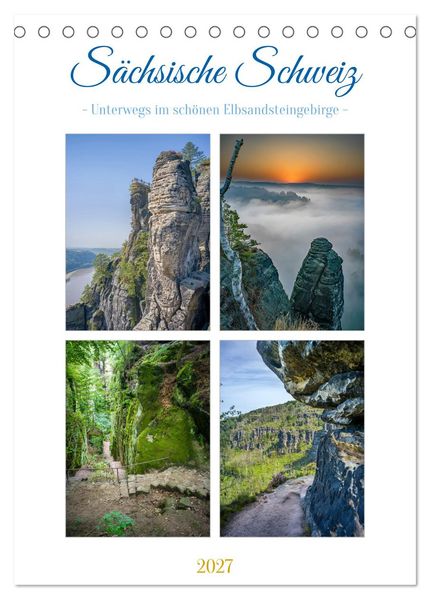 Sächsische Schweiz - Unterwegs im schönen Elbsandsteingebirge (Tischkalender 2027 DIN A5 hoch) CALVENDO Monatskalender