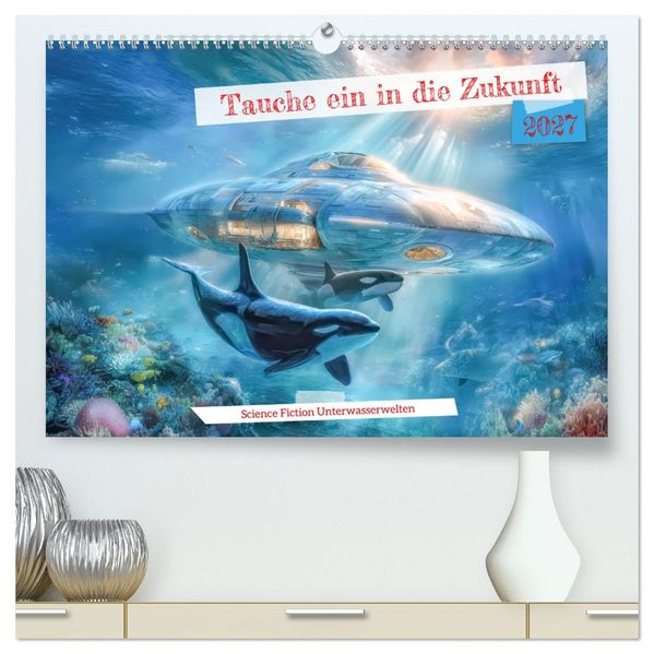 Tauche ein in die Zukunft - Science Fiction Unterwasserwelten (hochwertiger Premium Wandkalender 2027 DIN A2 quer) Kunstdruck in Hochglanz