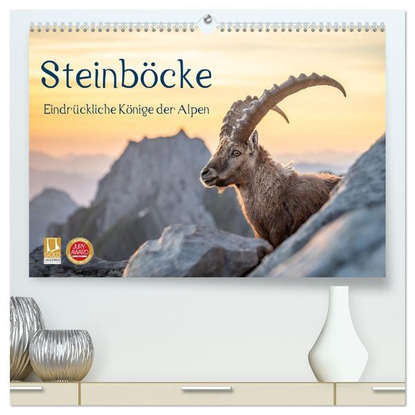 Steinböcke - Eindrückliche Könige der Alpen (hochwertiger Premium Wandkalender 2027 DIN A2 quer) Kunstdruck in Hochglanz