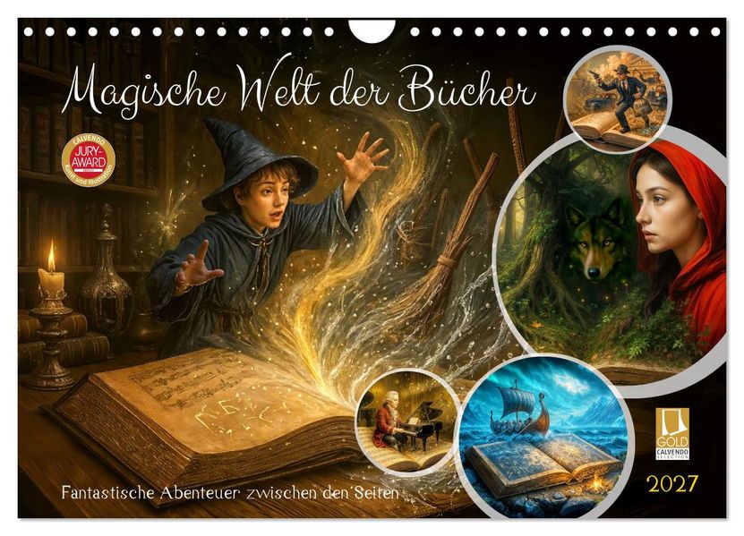 Magische Welt der Bücher - Fantastische Abenteuer zwischen den Seiten (Wandkalender 2027 DIN A4 quer) CALVENDO Monatskalender