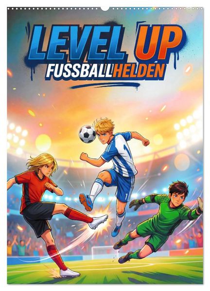 Level Up - Fußballhelden (Wandkalender 2027 DIN A2 hoch) CALVENDO Monatskalender