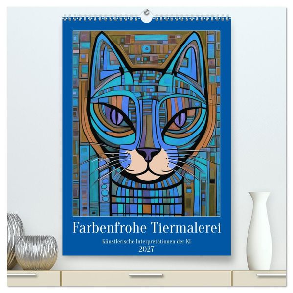 Farbenfrohe Tiermalerei (hochwertiger Premium Wandkalender 2027 DIN A2 hoch) Kunstdruck in Hochglanz