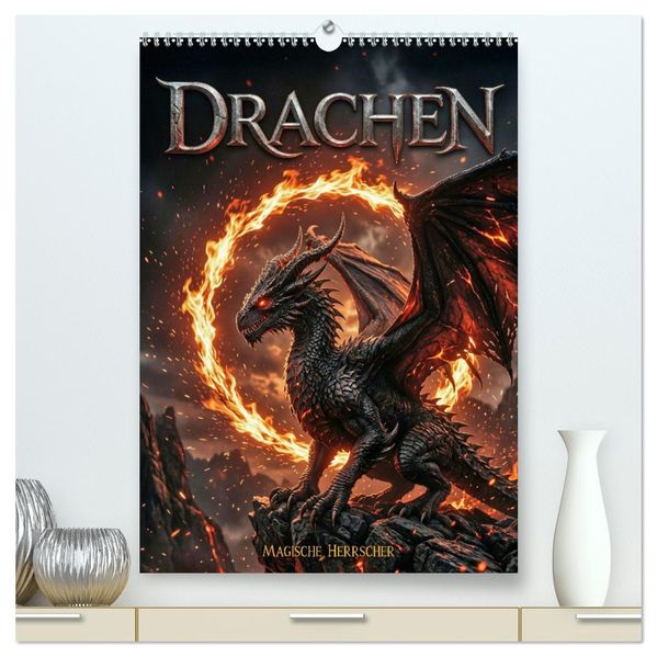 Drachen - Magische Herrscher DarkFantasy Wandkalender (hochwertiger Premium Wandkalender 2027 DIN A2 hoch) Kunstdruck in Hochglanz