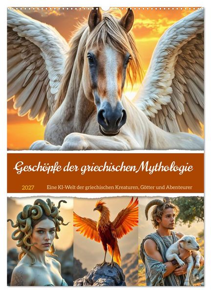 Geschöpfe der griechischen Mythologie - Eine KI-Welt der griechischen Götter Kreaturen und Abenteurer (Wandkalender 2027 DIN A2 hoch) CALVENDO Monatskalender