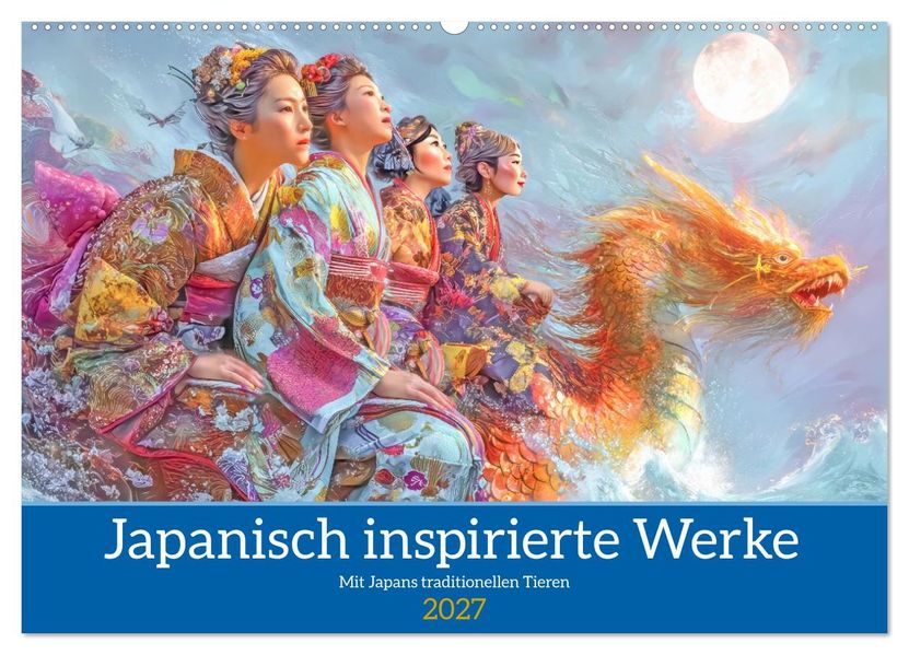 Japanisch inspirierte Werke - Mit Japans traditionellen Tieren (Wandkalender 2027 DIN A2 quer) CALVENDO Monatskalender