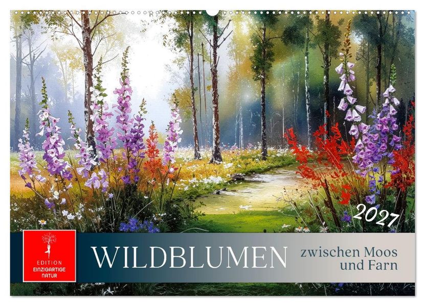 Wildblumen zwischen Moos und Farn (Wandkalender 2027 DIN A2 quer) CALVENDO Monatskalender