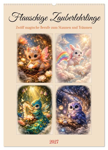 Flauschige Zauberlehrlinge (Wandkalender 2027 DIN A2 hoch) CALVENDO Monatskalender