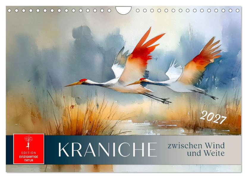 Kraniche zwischen Wind und Weite (Wandkalender 2027 DIN A4 quer) CALVENDO Monatskalender