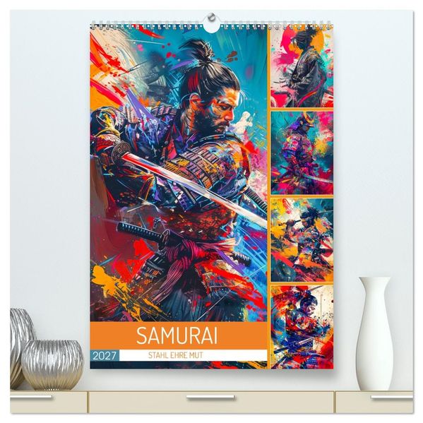 Samurai - Stahl Ehre Mut (hochwertiger Premium Wandkalender 2027 DIN A2 hoch) Kunstdruck in Hochglanz