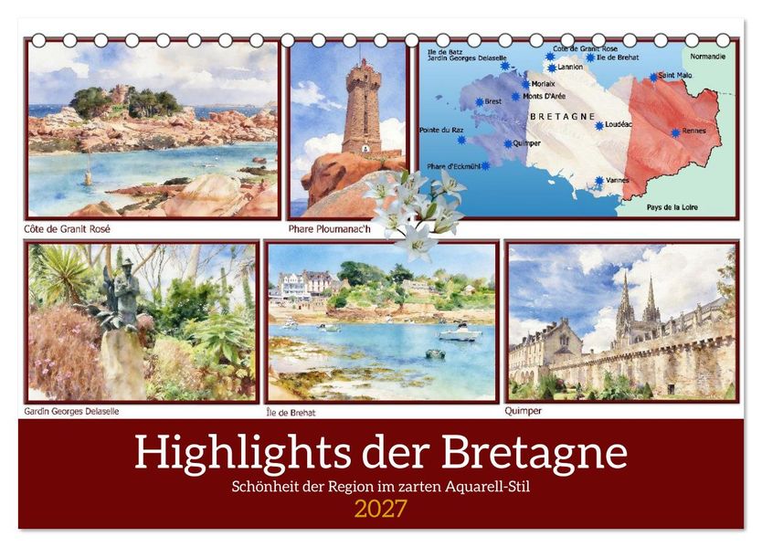 Highlights der Bretagne (Tischkalender 2027 DIN A5 quer) CALVENDO Monatskalender