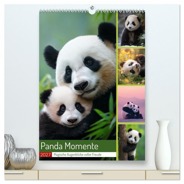 Panda Momente (hochwertiger Premium Wandkalender 2027 DIN A2 hoch) Kunstdruck in Hochglanz