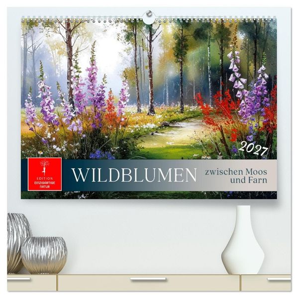 Wildblumen zwischen Moos und Farn (hochwertiger Premium Wandkalender 2027 DIN A2 quer) Kunstdruck in Hochglanz