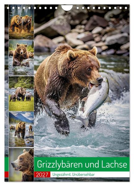 Grizzlybären und Lachse (Wandkalender 2027 DIN A4 hoch) CALVENDO Monatskalender