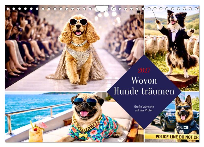 Wovon Hunde träumen (Wandkalender 2027 DIN A4 quer) CALVENDO Monatskalender