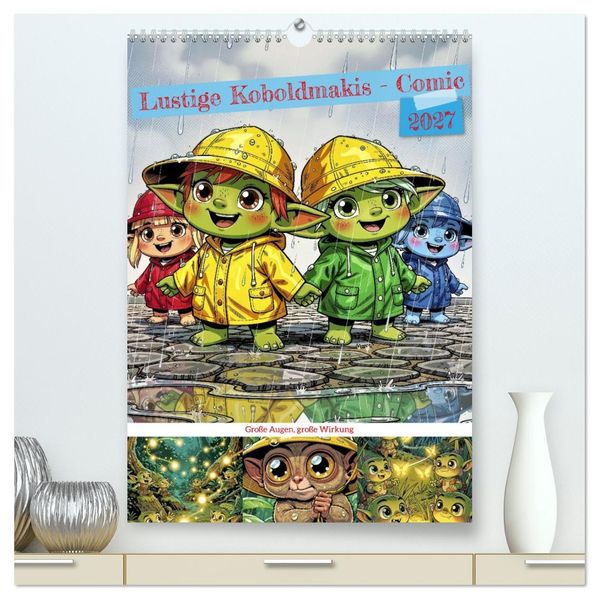 Lustige Koboldmakis - Comic (hochwertiger Premium Wandkalender 2027 DIN A2 hoch) Kunstdruck in Hochglanz