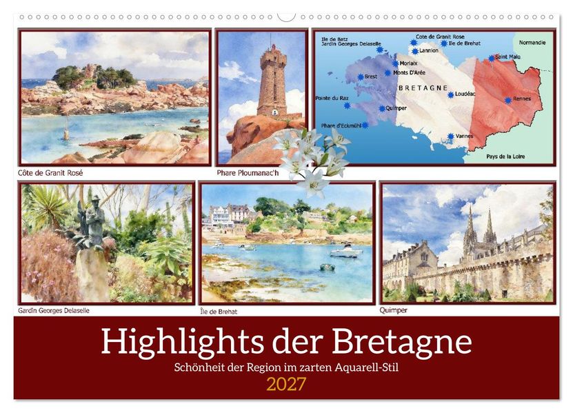Highlights der Bretagne (Wandkalender 2027 DIN A2 quer) CALVENDO Monatskalender