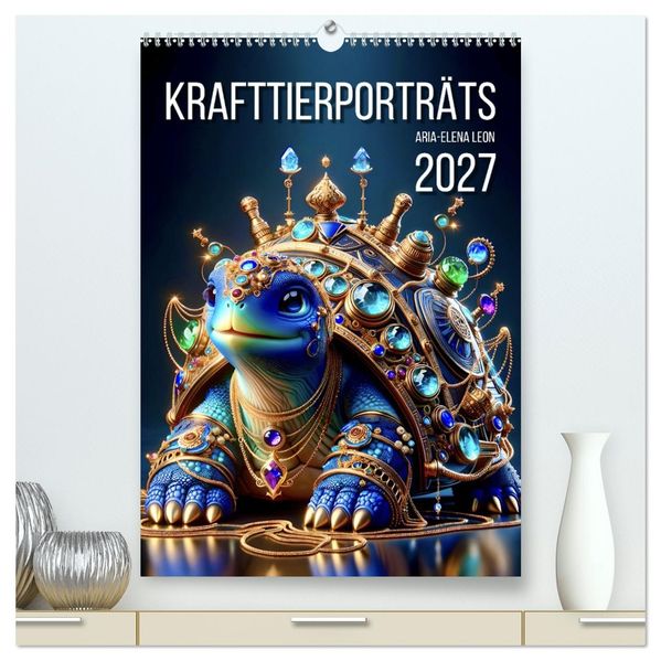 Krafttierporträts (hochwertiger Premium Wandkalender 2027 DIN A2 hoch) Kunstdruck in Hochglanz