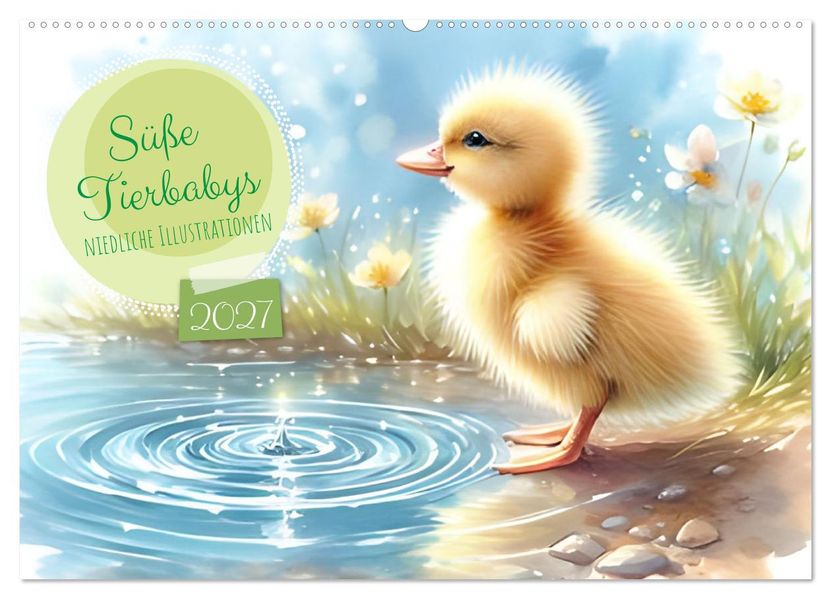 Süße Tierbabys - niedliche Illustrationen (Wandkalender 2027 DIN A2 quer) CALVENDO Monatskalender