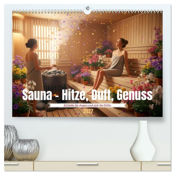 Sauna - Hitze Duft Genuss (hochwertiger Premium Wandkalender 2027 DIN A2 quer) Kunstdruck in Hochglanz