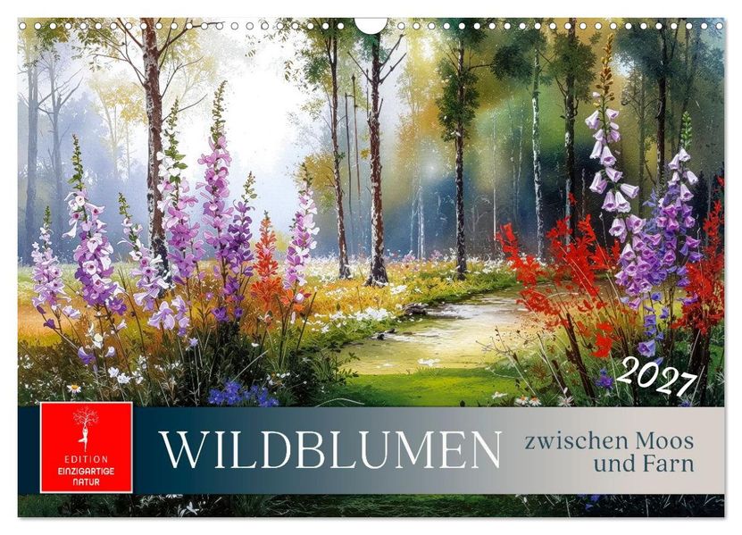Wildblumen zwischen Moos und Farn (Wandkalender 2027 DIN A3 quer) CALVENDO Monatskalender
