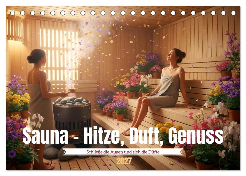 Sauna - Hitze Duft Genuss (Tischkalender 2027 DIN A5 quer) CALVENDO Monatskalender