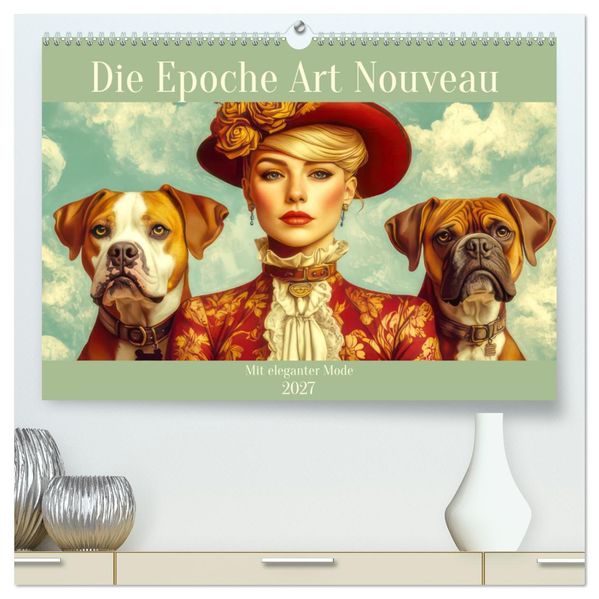 Die Epoche Art Nouveau - Mit eleganter Mode (hochwertiger Premium Wandkalender 2027 DIN A2 quer) Kunstdruck in Hochglanz