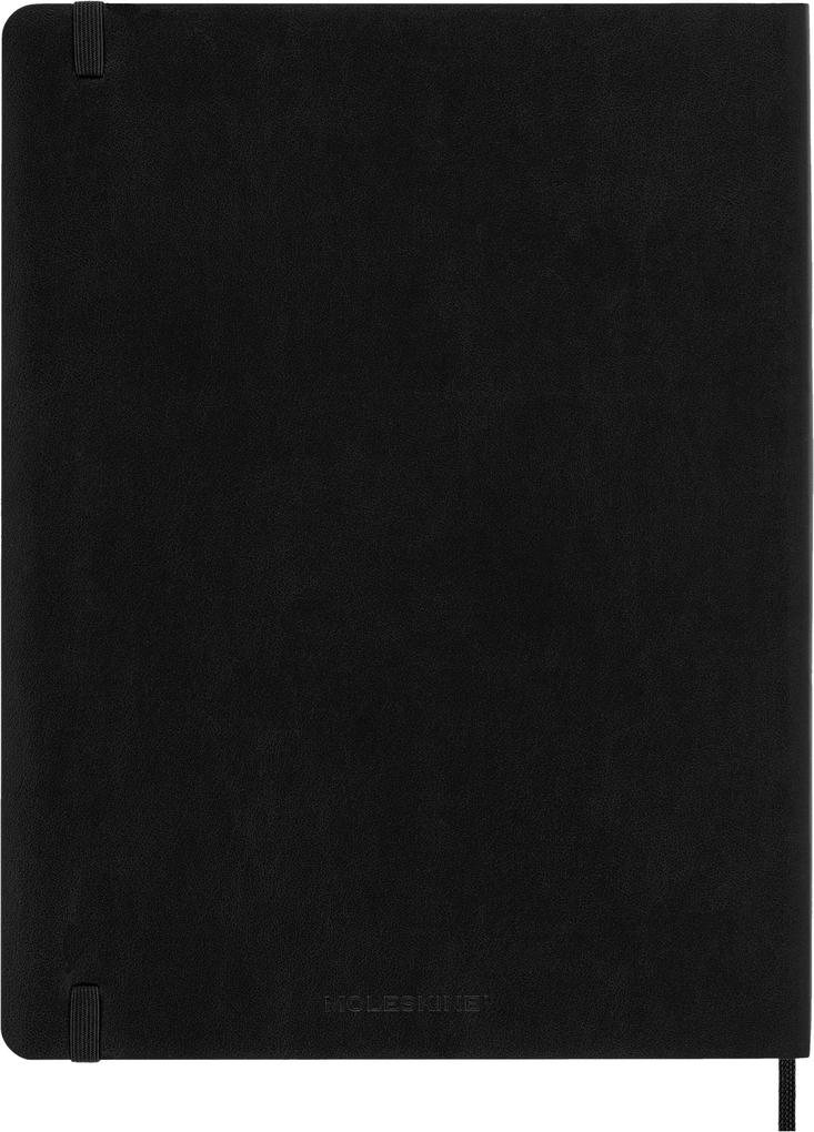 Moleskine 18 Monate Wochenkalender 2026/2027 XL 1 Wo = 1 Seite Rechts Linierte Seite Weicher Einband Schwarz