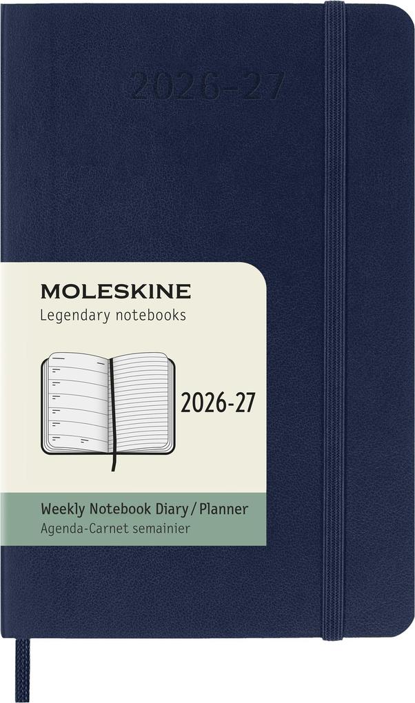 Moleskine 18 Monate Wochen Notizkalender 2026/2027 Pocket/A6 1 Wo = 1 Seite rechts linierte Seite Weicher Einband Saphir