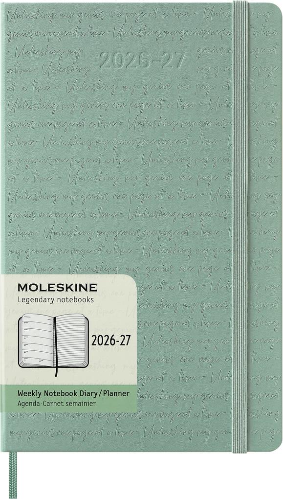 Moleskine 18 Monate Wochen Notizkalender 2026/2027 L/A5 1 Wo = 1 Seite rechts linierte Seite fester Einband Salbeigrün