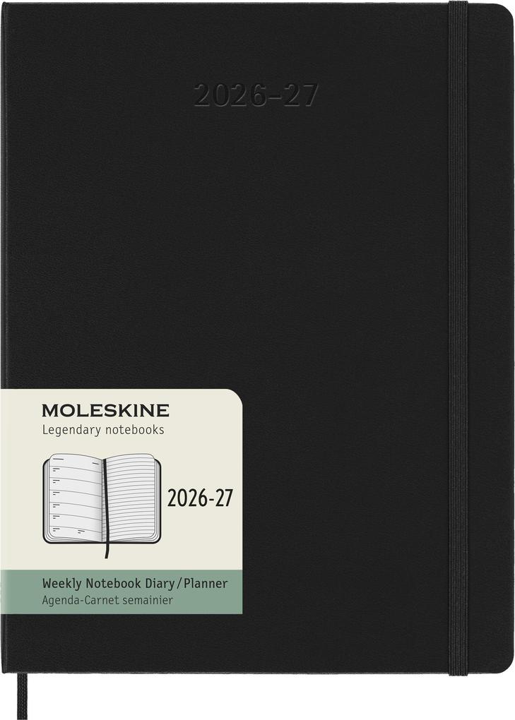 Moleskine 18 Monate Wochen Notizkalender 2026/2027 XL 1 Wo = 1 Seite Rechts linierte Seite Fester Einband Schwarz
