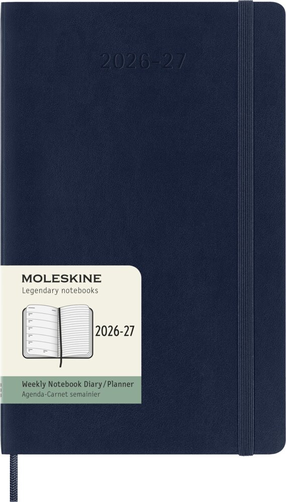 Moleskine 18 Monate Wochen NotizKalender 2026/2027 Large/A5 1 Wo = 1 Seite rechts linierte Seite weicher Einband Saphir