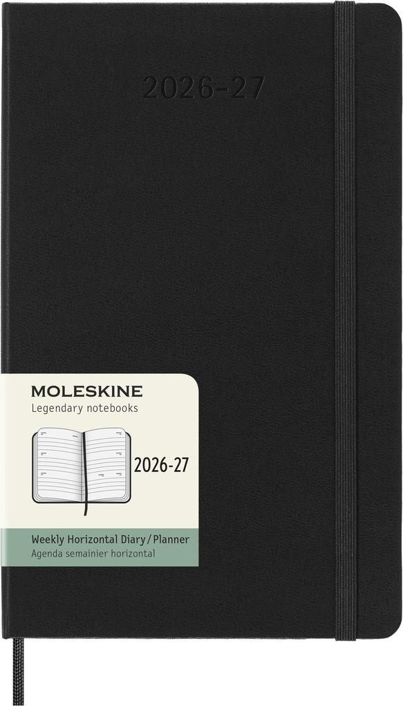 Moleskine 18 Monate Wochenkalender 2026/2027 L/A5 1 Wo = 2 Seiten Horizontal Fester Einband Schwarz
