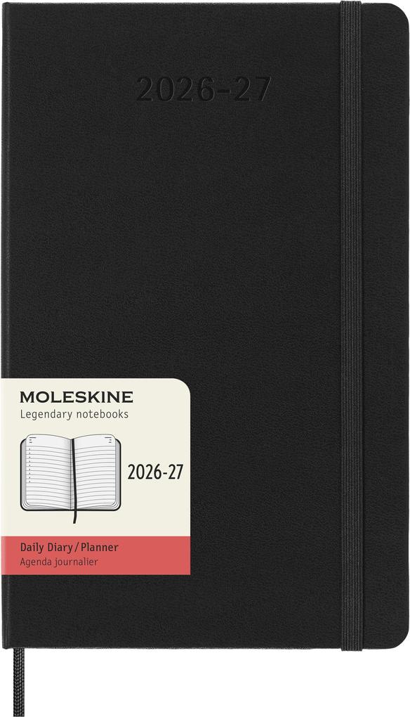 Moleskine Germany GmbH Moleskine 18 Monate Tagesnotizkalender 2026/2027 L/A5 1 Tag = 1 Seite Fester Einband Schwarz