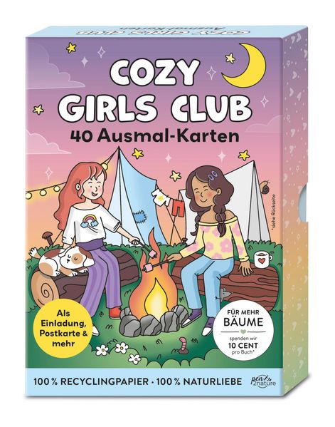 Cozy Girls Club: 40 hochwertige Karten | Entspannt Ausmalen Gestalten Verschenken oder Behalten