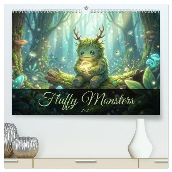 Fluffy Monsters (hochwertiger Premium Wandkalender 2027 DIN A2 quer) Kunstdruck in Hochglanz