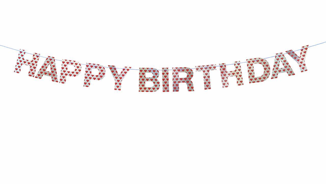 Girlande Happy Birthday Herzen FSC MIX