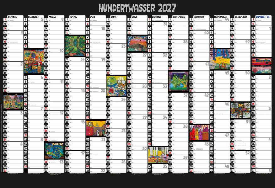 Hundertwasser Mini-Jahresplaner Art 2027