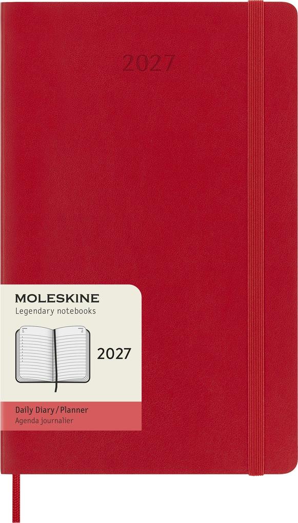 Moleskine 12 Monate Tageskalender 2027 Large/A5 1 Tag = 1 Seite Weicher Einband Scharlachrot