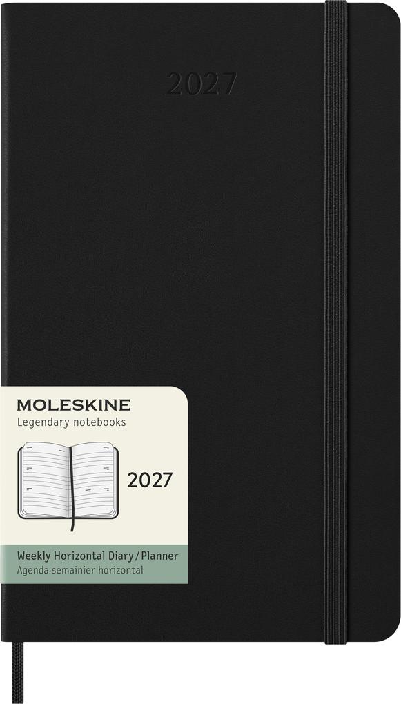 Moleskine 12 Monate Wochenkalender 2027 Large/A5 1 Wo = 2 Seiten horizontal fester Einband Schwarz