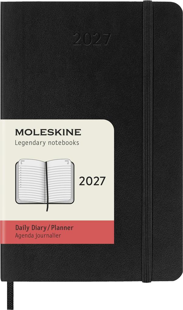 Moleskine 12 Monate Tagesnotizkalender 2027 P/A6 1 Tag = 1 Seite Weicher Einband Schwarz