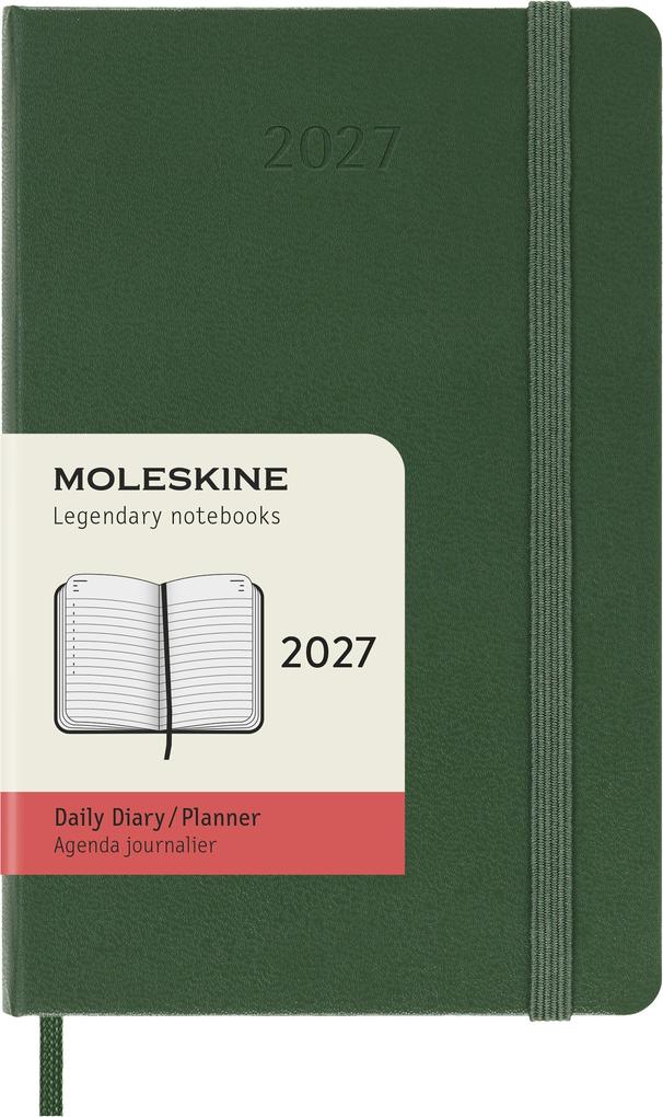 Moleskine 12 Monate Tageskalender 2027 Pocket/A6 1 Tag = 1 Seite Fester Einband Myrtengrün