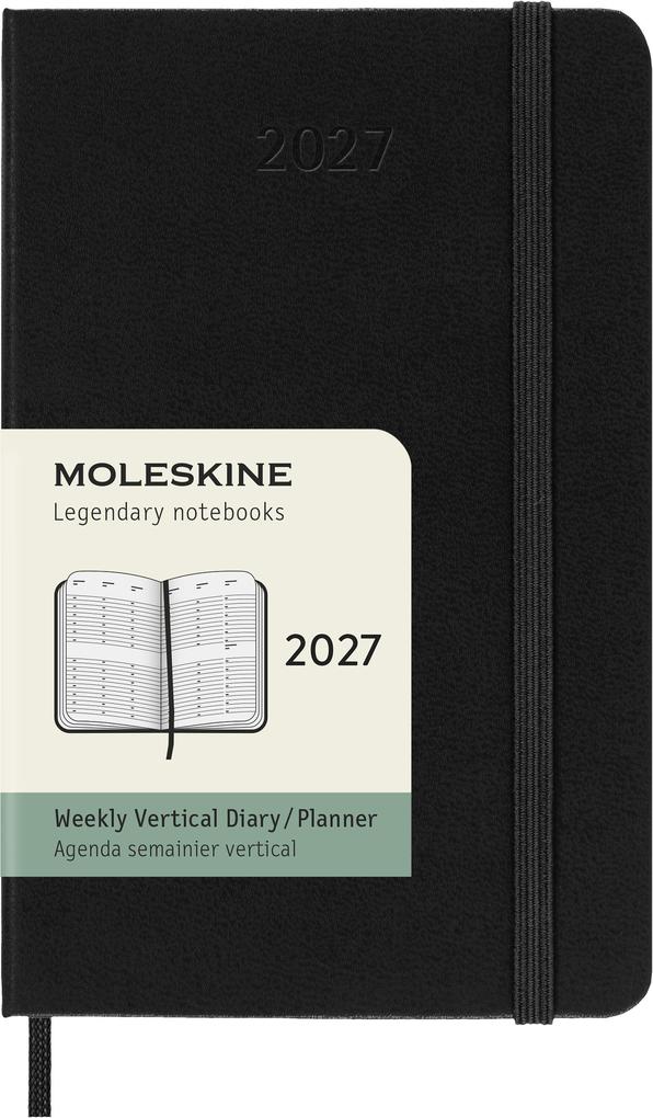 Moleskine Germany GmbH Moleskine 12 Monate Wochenkalender 2027 Pocket/A6 1 Wo = 2 Seiten Vertikal Fester Einband Schwarz