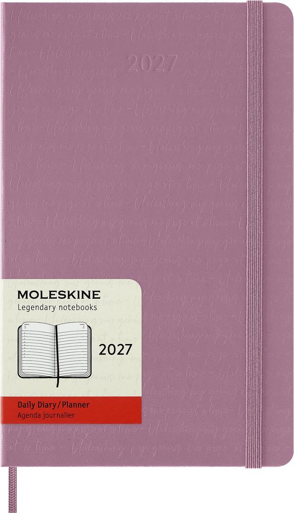 Moleskine 12 Monate Tageskalender 2027 Large/A5 1 Tag = 1 Seite fester Einband Majestätisches Pink