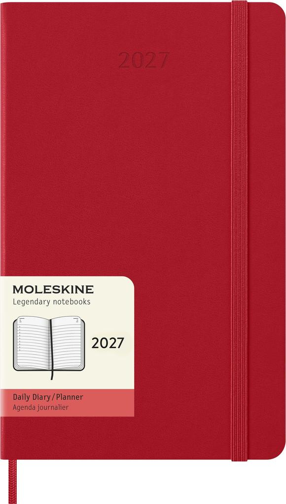 Moleskine 12 Monate Tageskalender 2027 Large/A5 1 Tag = 1 Seite Fester Einband Scharlachrot