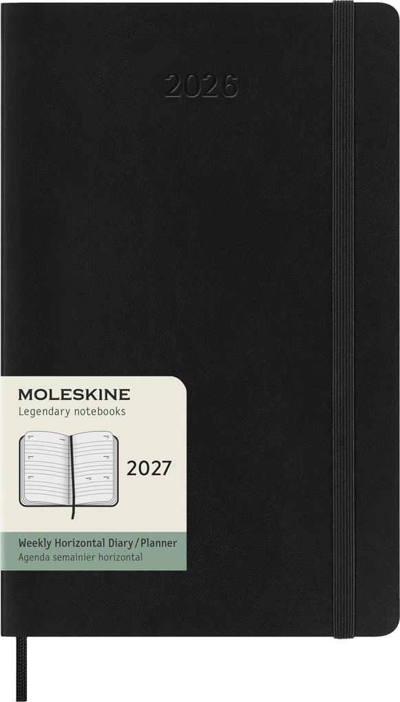 Moleskine 12 Monate Wochen Notizkalender 2027 Large/A5 1 Wo = 2 Seiten linierte Seiten Weicher Einband Schwarz