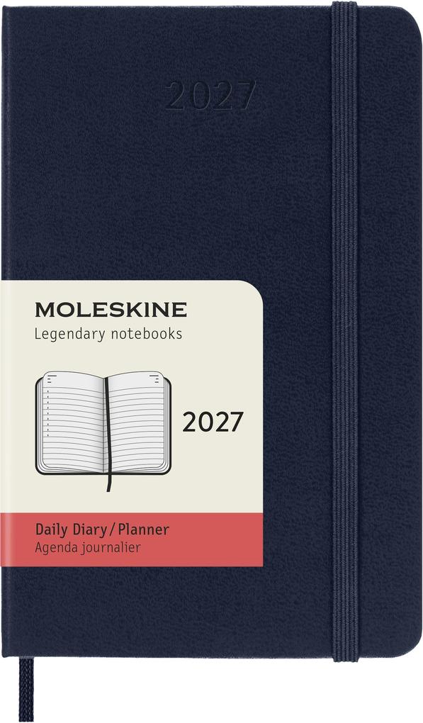 Moleskine 12 Monate Tageskalender 2027 Pocket/A6 1 Tag = 1 Seite Fester Einband Saphir